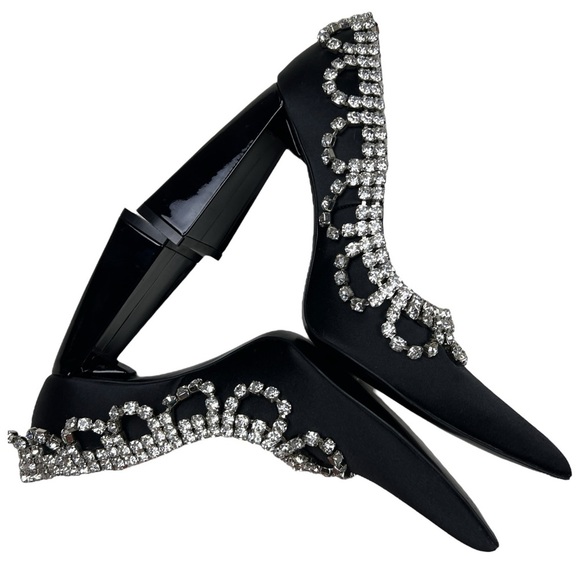 AREA New York Scallop Crystal Pointed Toe Heels - Picture 4 of 10